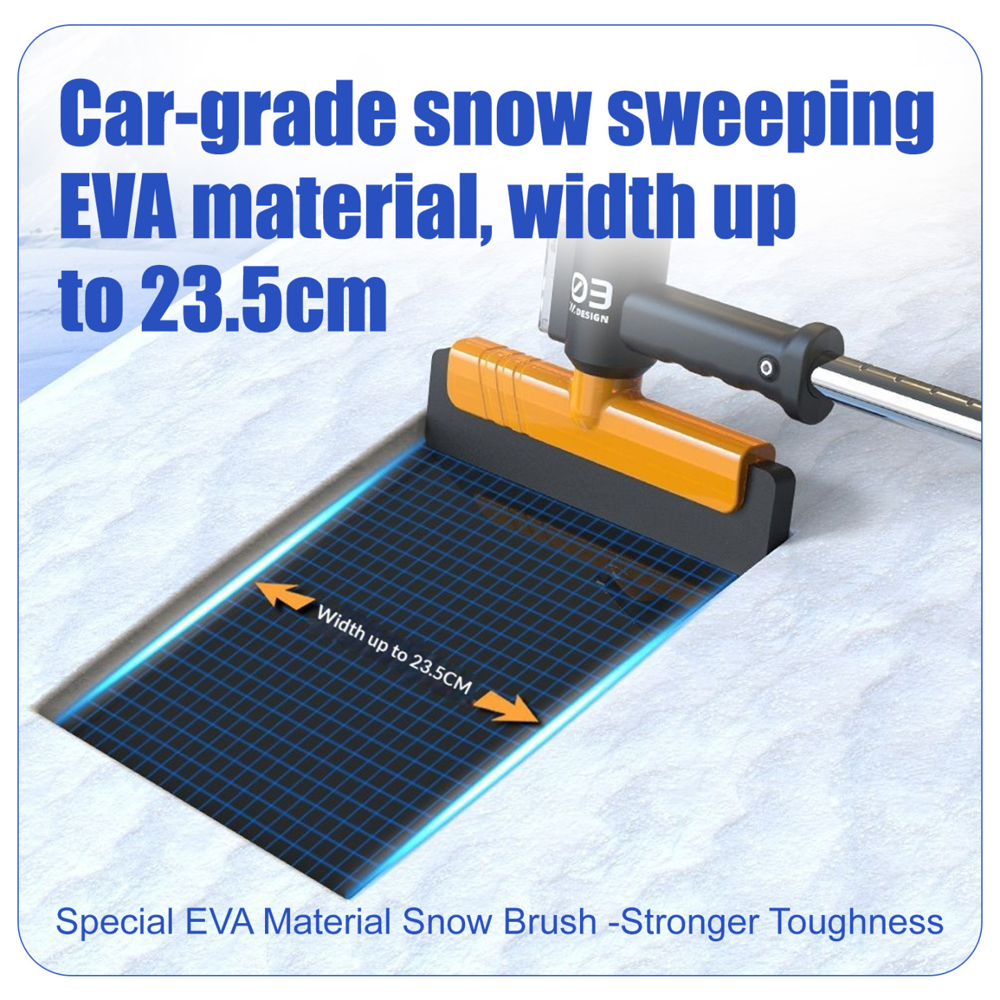 Handheld Short Snow Brush - 360° Rotatable 23.5cm EVA Car Snow Remover (Non-Illuminated)