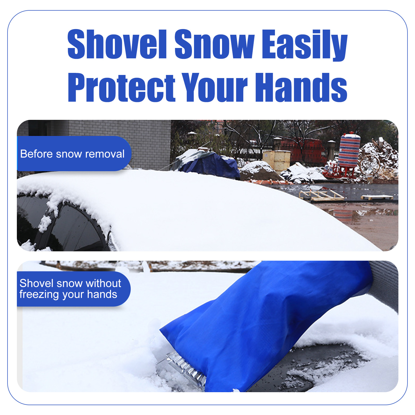 Glove Snow Shovel - Waterproof Anti-Freeze Hand Protector for Car Snow Removal