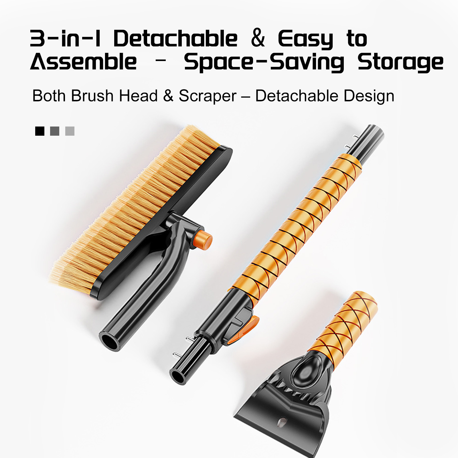 3-in-1 Telescoping Car Snow Brush & Scraper - Rotatable, Scratch-Free Winter Snow/Ice Removal Tool