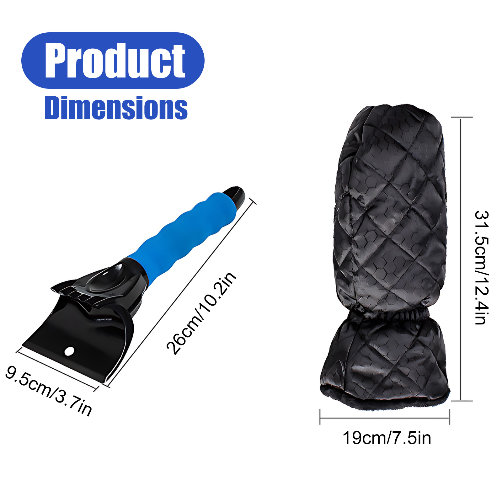 Car Snow Shovel with Warm Fleece Sleeve – Paint-Safe Winter Ice/Snow Removal Tool