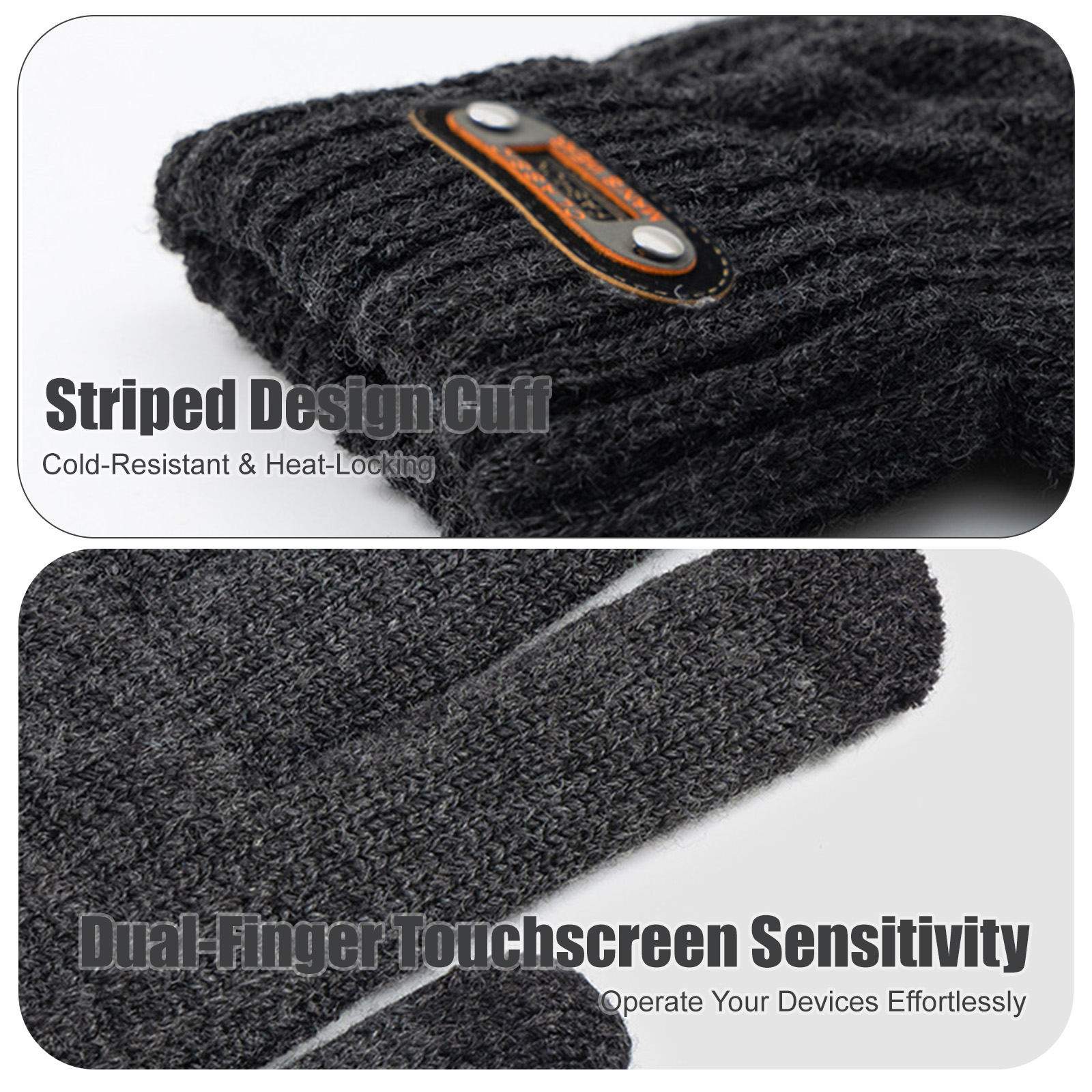 Wool-Blend Fleece-Lined Touchscreen Knit Gloves – Winter Warmth & Daily Comfort