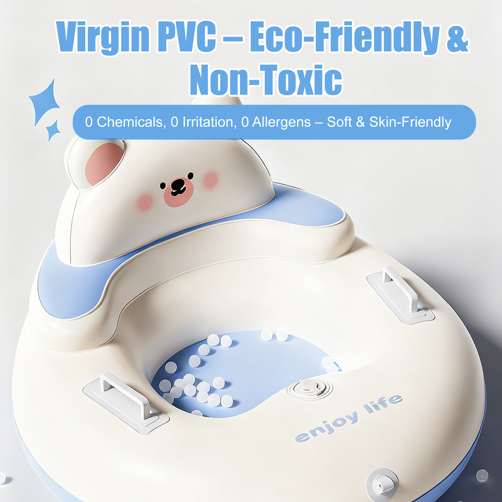 Bear-Shaped Large Backrest Snow Tube – Parent-Child Winter Sledding Tube with Quick Inflation