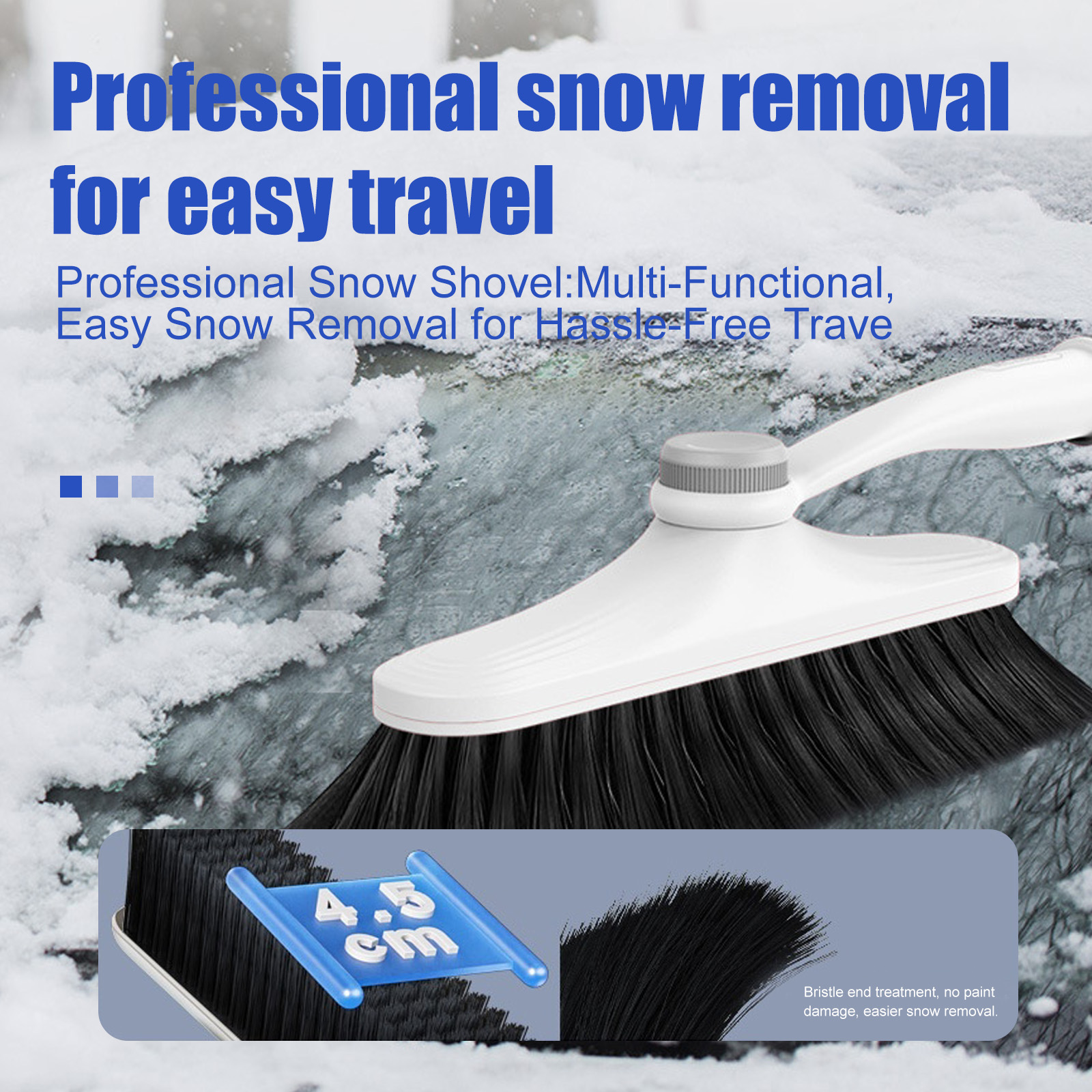 3-in-1 Telescopic Snow Brush & Ice Scraper - 360° Rotating Head Car Snow Removal Tool