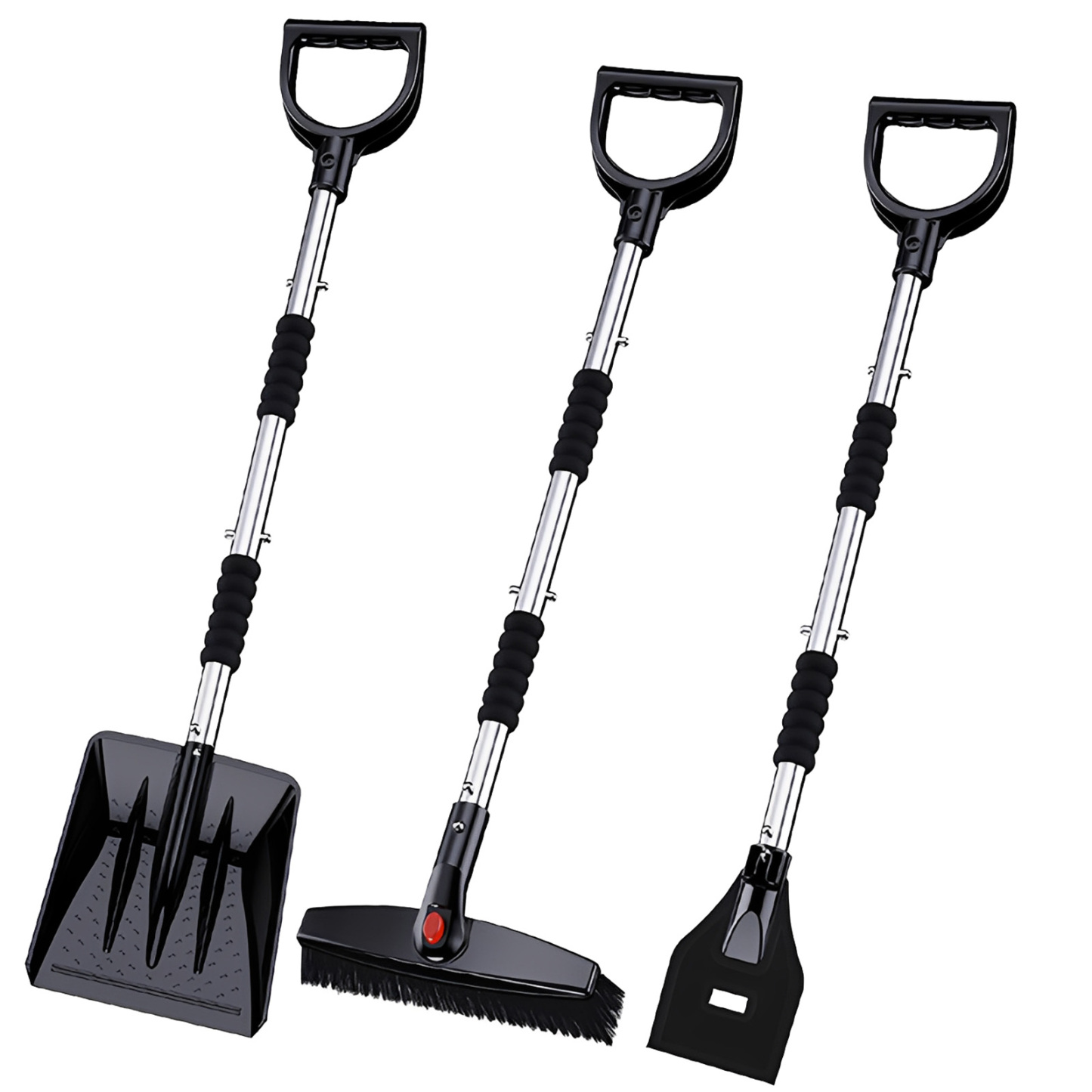 3-in-1 Detachable Snow Shovel & Ice Scraper - Telescopic Car Snow Brush for Driveway & Vehicle Winter Snow Removal Tools (Paint-Safe Design)