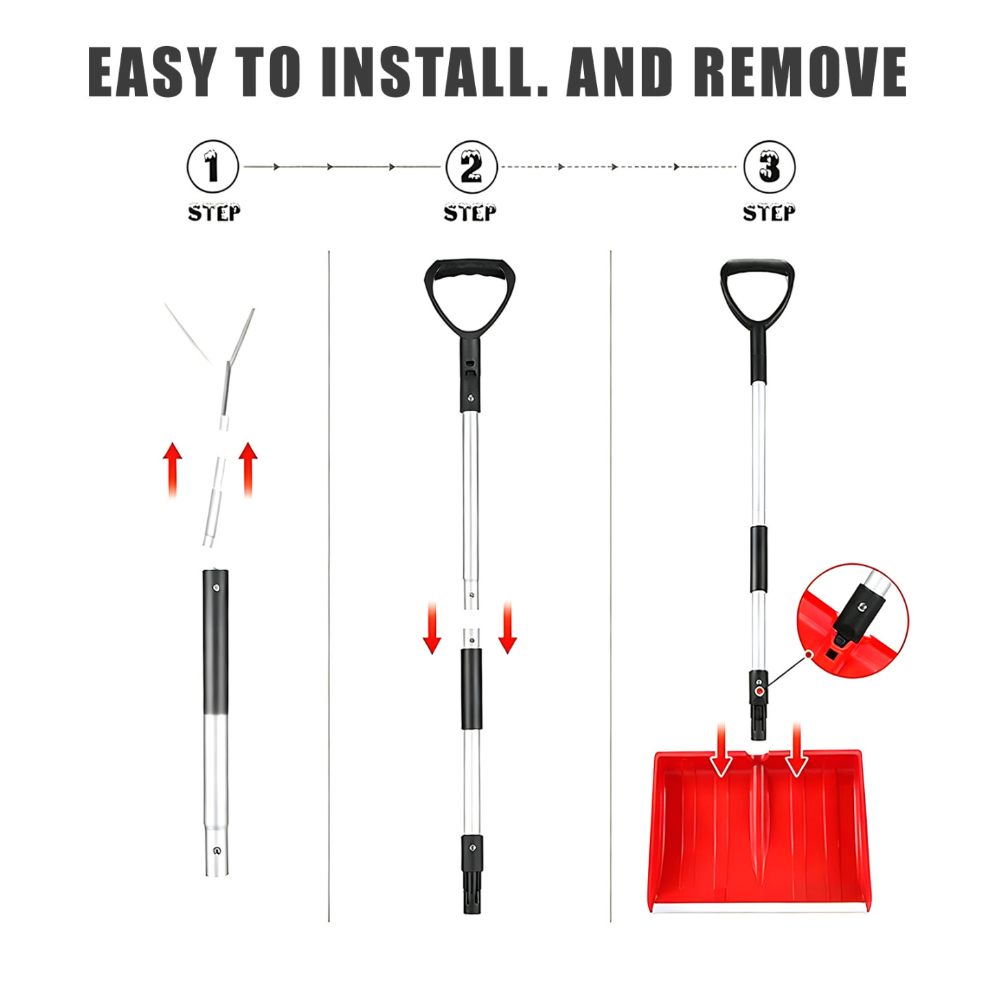 Heavy Duty Snow Shovel - Large Capacity & Easy Assembly
