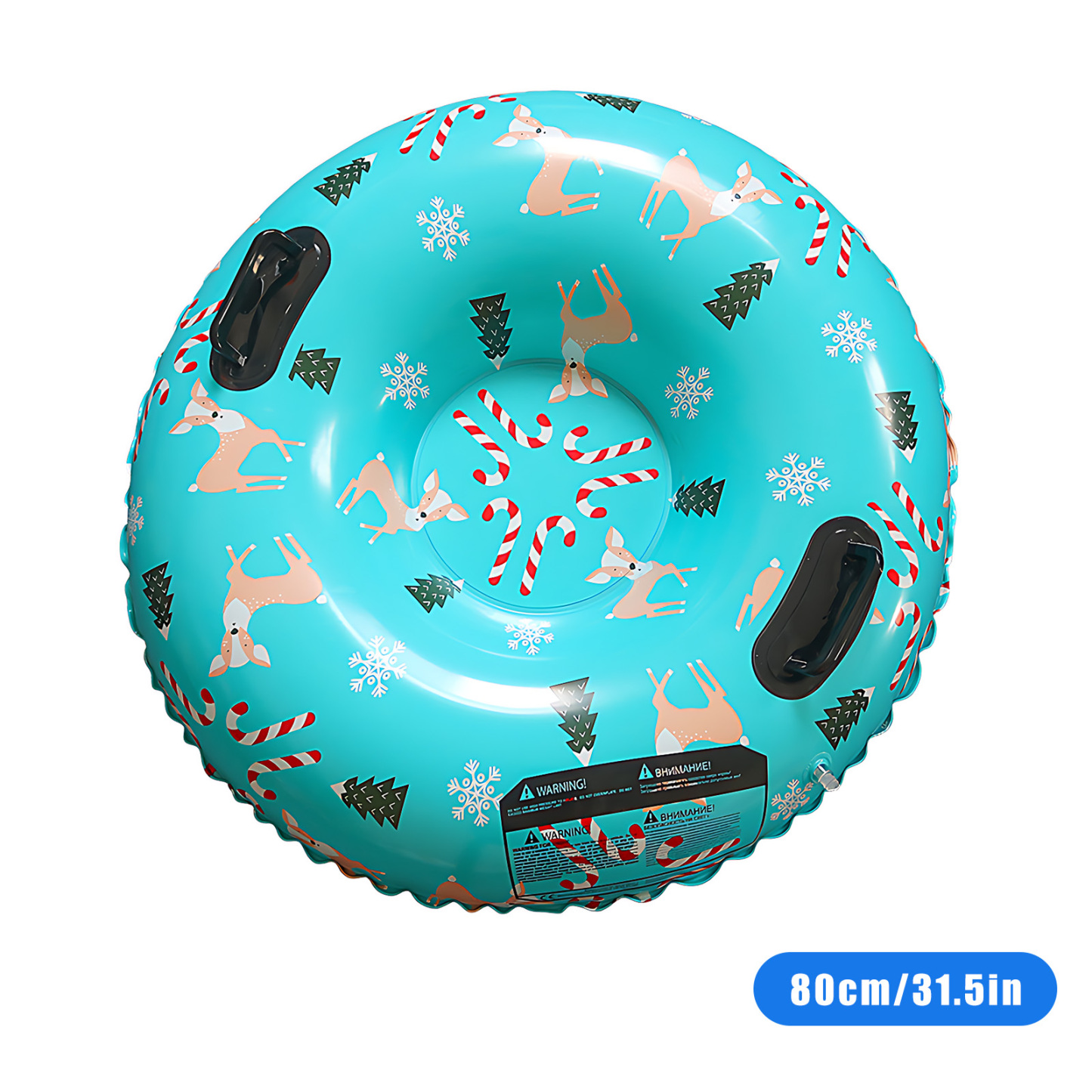 31.5in (80cm) Cold-Resistant Thickened PVC Snow Tube – Winter Sledding Toy BSTT33B