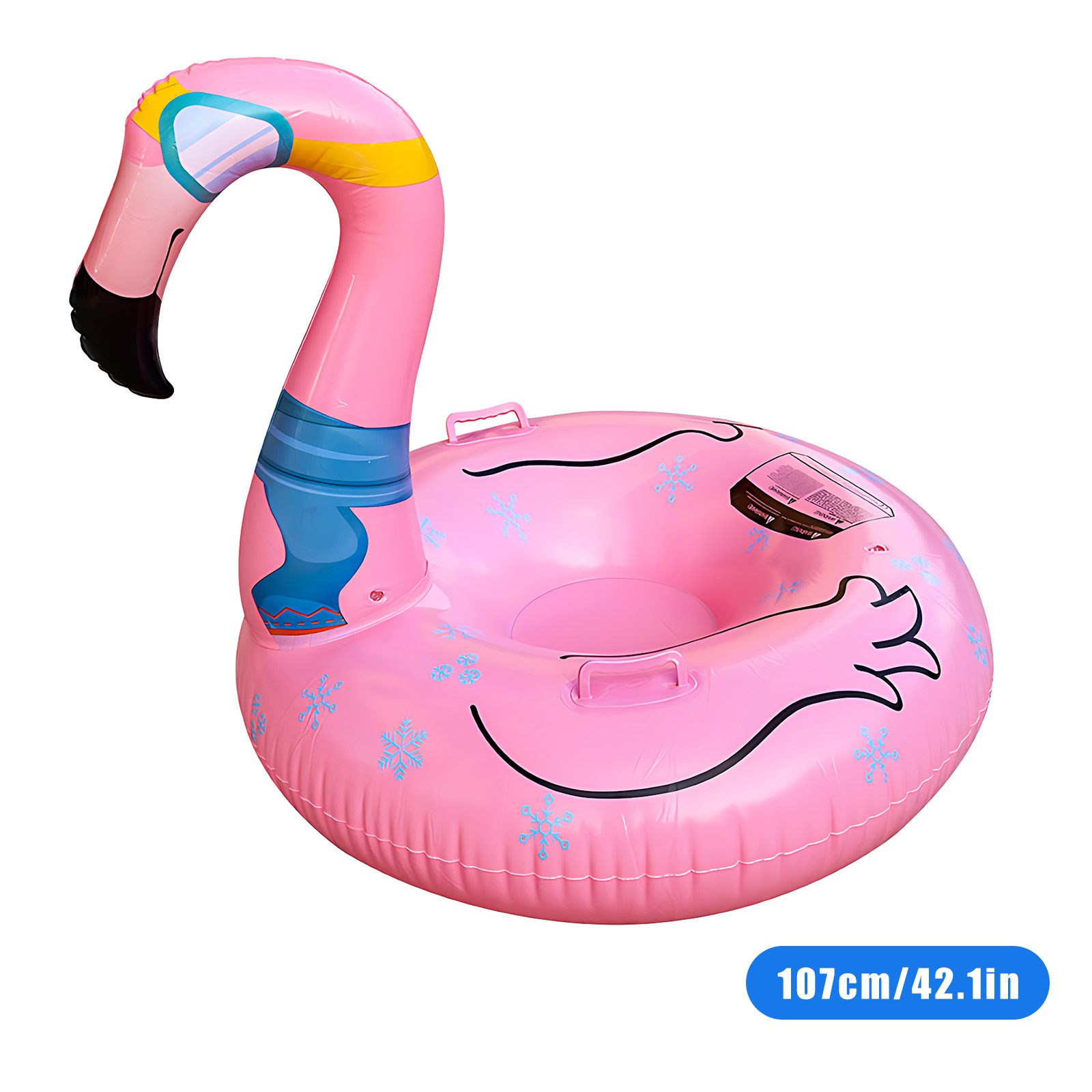 42.1in (107cm) Flamingo-Shaped Cold-Resistant Thickened PVC Snow Tube BTSS33G