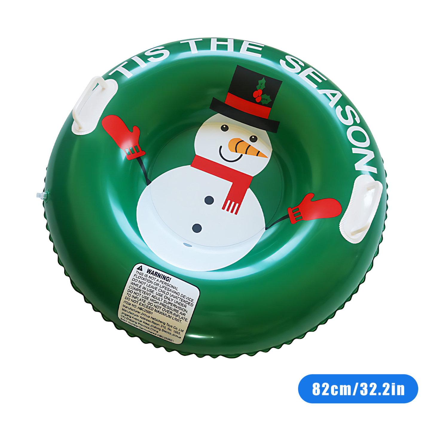 32.2in (82cm) Snowman-Themed Cold-Resistant Thickened PVC Snow Tube BTSS33M