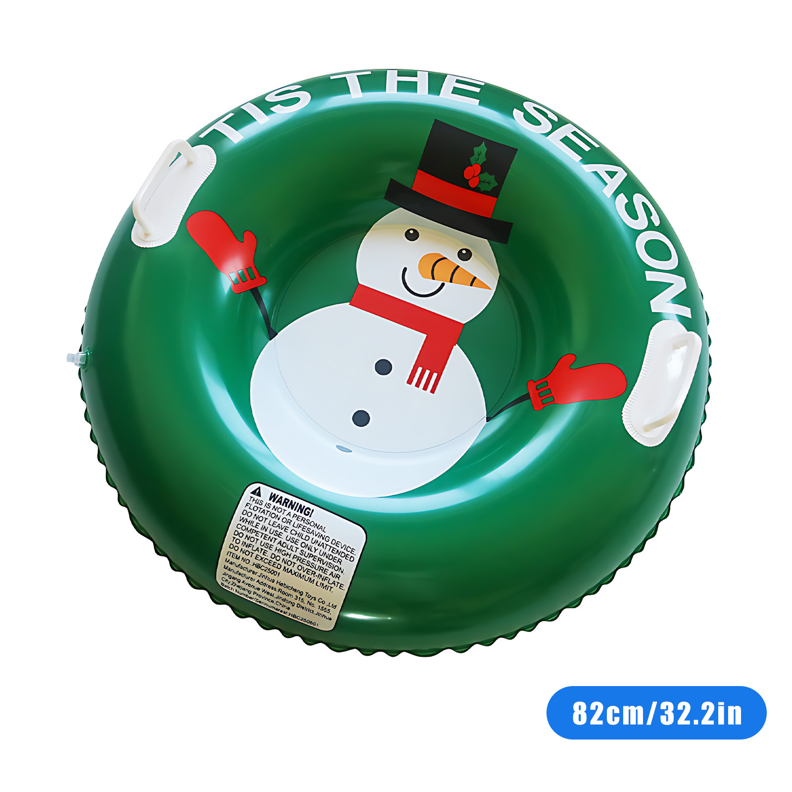32.2in (82cm) Snowman-Themed Cold-Resistant Thickened PVC Snow Tube BTSS33M