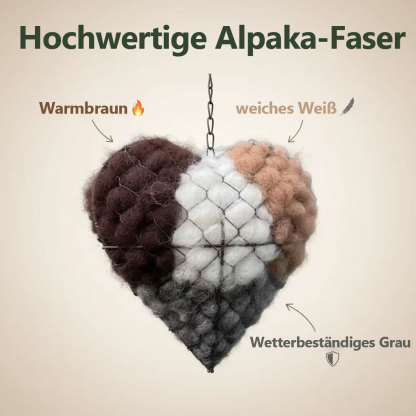 Handgefertigtes Vogelnest in Herzform aus Alpakafasern