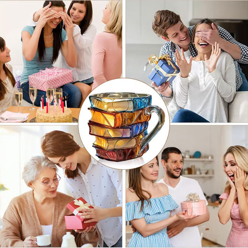 Painted Glass Book Mug