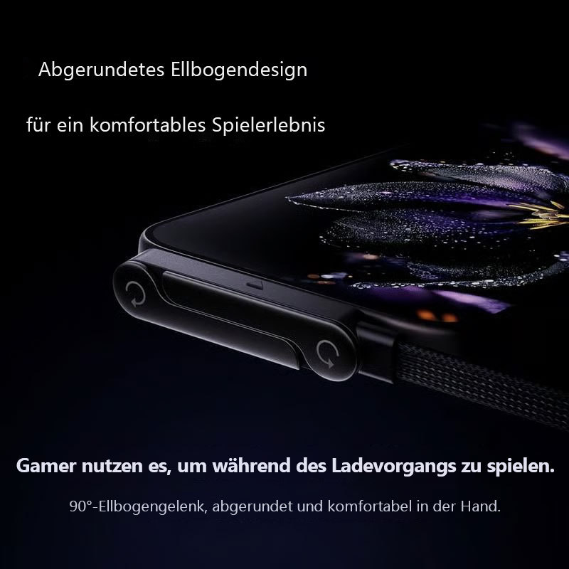 Unsichtbares 2-in-1-Ladekabel mit Halterung – 240-W-Schnellladekabel mit integrierter Handyhalterung