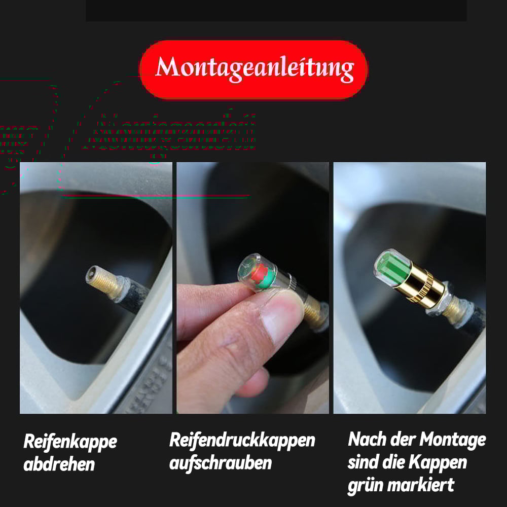 4 Stück Reifendrucküberwachungs-Ventilkappen für Autos