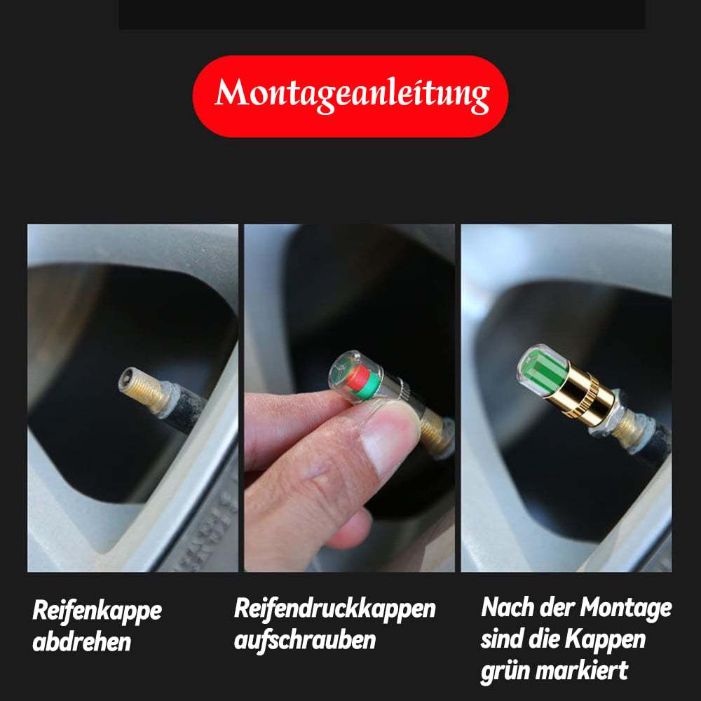 4 Stück Reifendrucküberwachungs-Ventilkappen für Autos