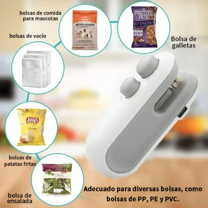 🔥Mini sellador de bolsas con cortador e imán✨ ¡Mantén tus alimentos frescos y organizados con facilidad!