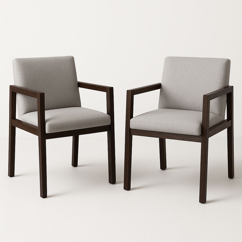 Set di 2 Sedie con Braccioli in Legno e Tessuto Grigio-Arctilumi