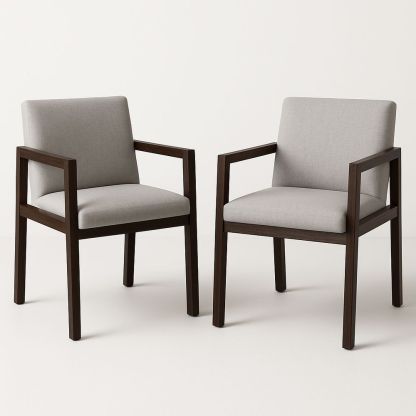 Set di 2 Sedie con Braccioli in Legno e Tessuto Grigio-Arctilumi