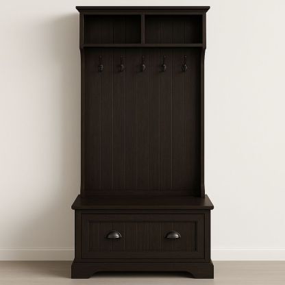 Appendiabiti in legno massello marrone scuro con 5 ganci-Arctilumi