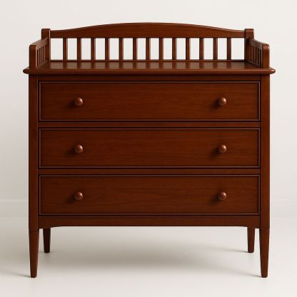 Cassettiera in Legno Marrone Massello con Tre Cassetti-Arctilumi