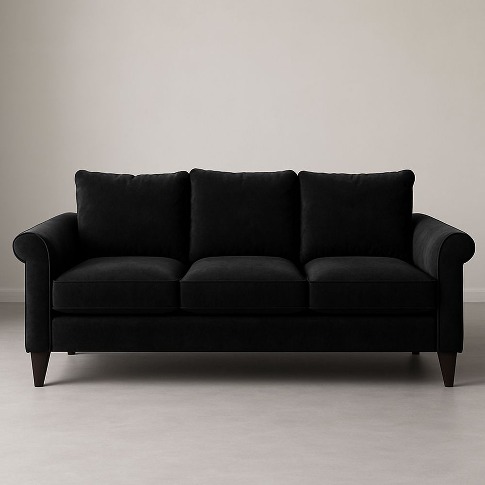 Divano a tre posti in tessuto poliestere nero-Arctilumi