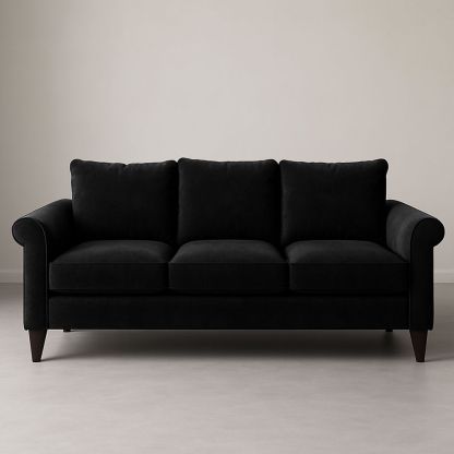 Divano a tre posti in tessuto poliestere nero-Arctilumi