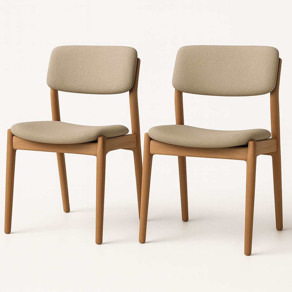 Set di 2 Sedie in Legno e Tessuto Beige-Arctilumi