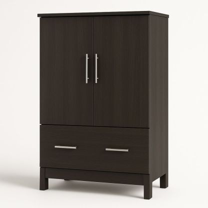 Armadio in legno composito marrone con due ante e cassetto-Arctilumi