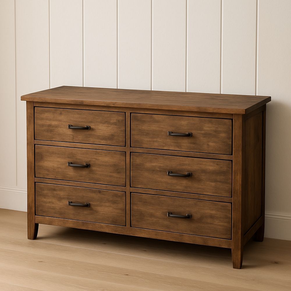 Cassettiera in Legno Massello 6 Cassetti Colore Noce-Arctilumi