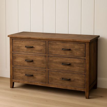 Cassettiera in Legno Massello 6 Cassetti Colore Noce-Arctilumi