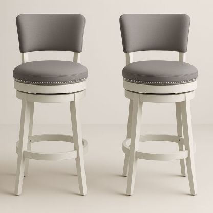 Set di 2 sgabelli girevoli in legno e tessuto grigio-Arctilumi