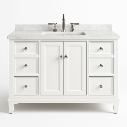 Mobile bagno bianco in legno composito con piano in marmo-Arctilumi