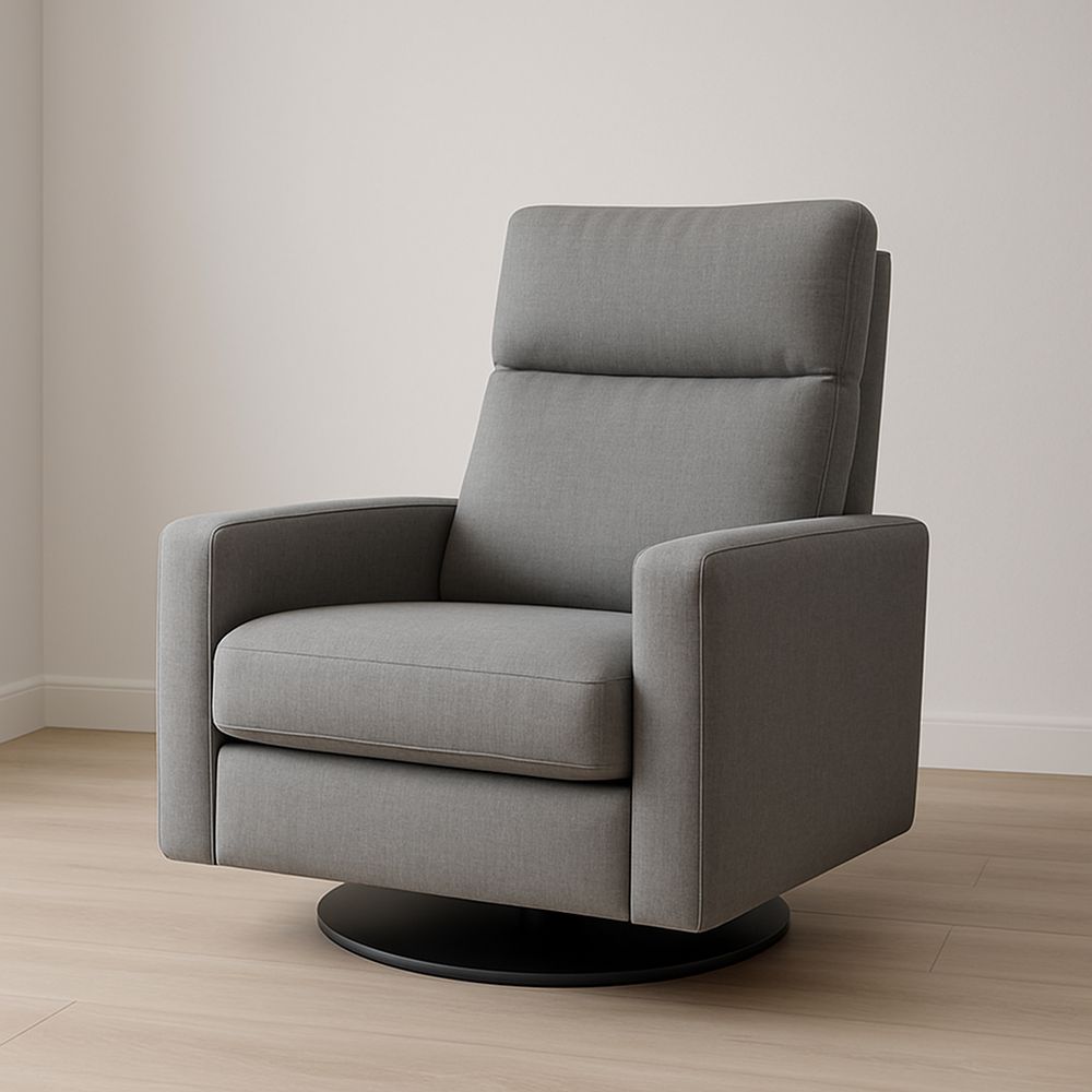 Poltrona girevole in tessuto grigio con imbottitura in schiuma-Arctilumi