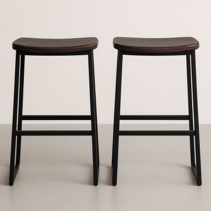 Set di 2 sgabelli da bar in legno e metallo nero-Arctilumi