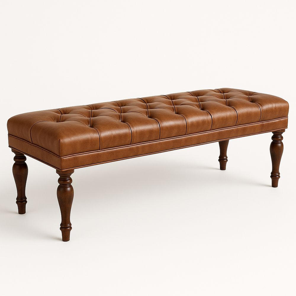 Panca in Ecopelle Marrone con Gambe in Legno-Arctilumi