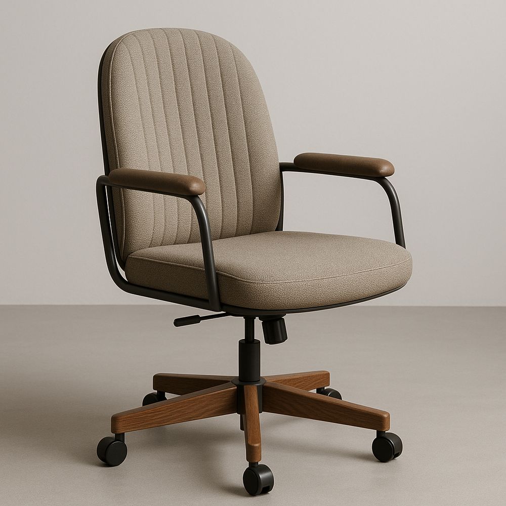 Sedia da ufficio regolabile in tessuto con braccioli e base in legno-Arctilumi