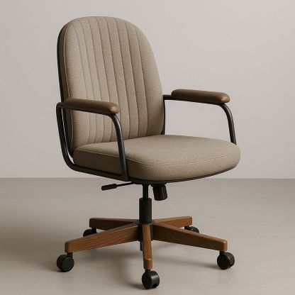 Sedia da ufficio regolabile in tessuto con braccioli e base in legno-Arctilumi