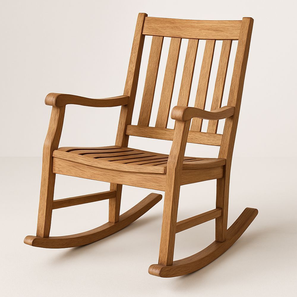 Sedia a dondolo in legno massello di quercia-Arctilumi