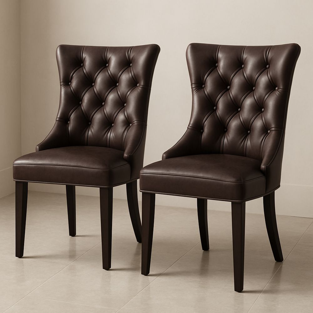 Set di 2 sedie in pelle sintetica marrone-Arctilumi