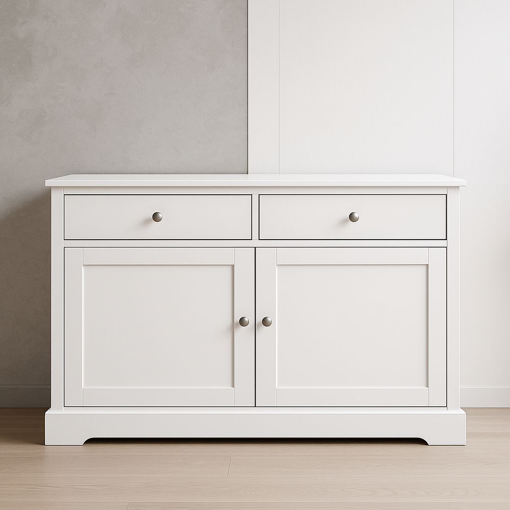 Credenza Bianca con Ante e Cassetti in MDF-Arctilumi