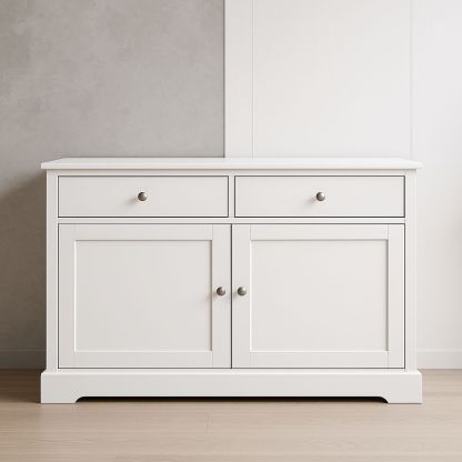 Credenza Bianca con Ante e Cassetti in MDF-Arctilumi