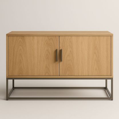 Credenza in Legno di Quercia e Struttura in Metallo 120x45x80 cm-Arctilumi