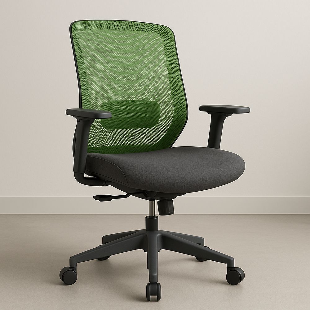 Sedia da Ufficio Regolabile Nero e Verde con Schienale in Rete-Arctilumi