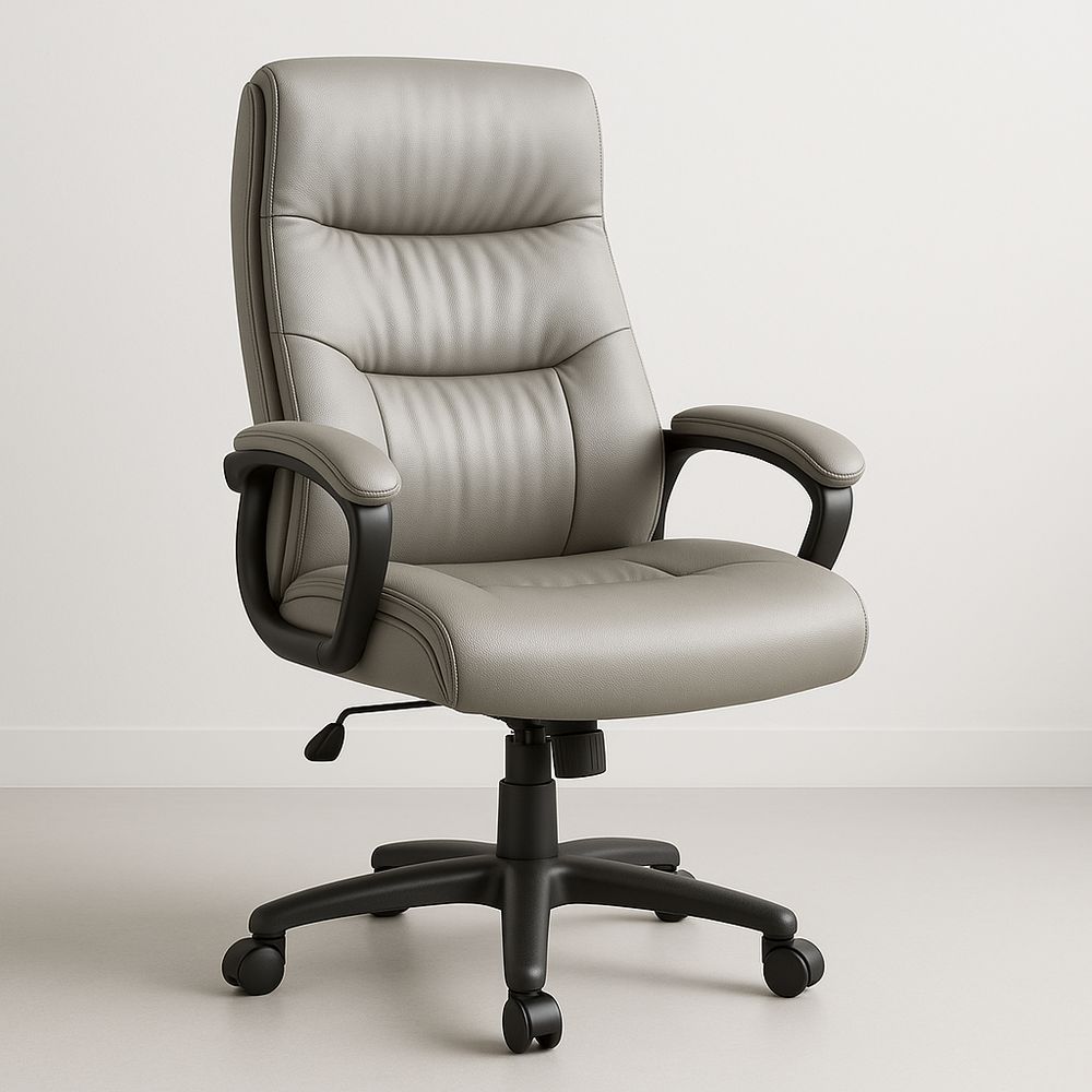 Sedia da ufficio regolabile in pelle sintetica con braccioli e base girevole-Arctilumi