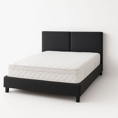 Letto matrimoniale imbottito Nero con materasso 160x200 cm-Arctilumi