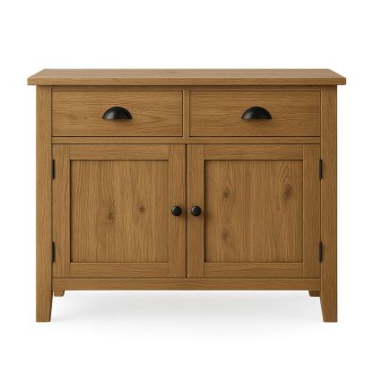 Credenza in Legno Massello di Rovere con 2 Cassetti e 2 Ante-Arctilumi