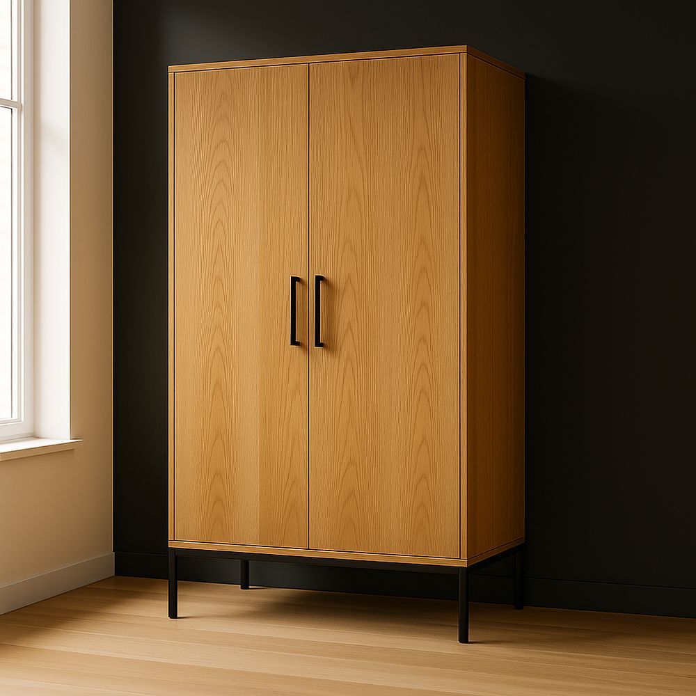 Armadio guardaroba legno quercia doppia anta 180cm-Arctilumi