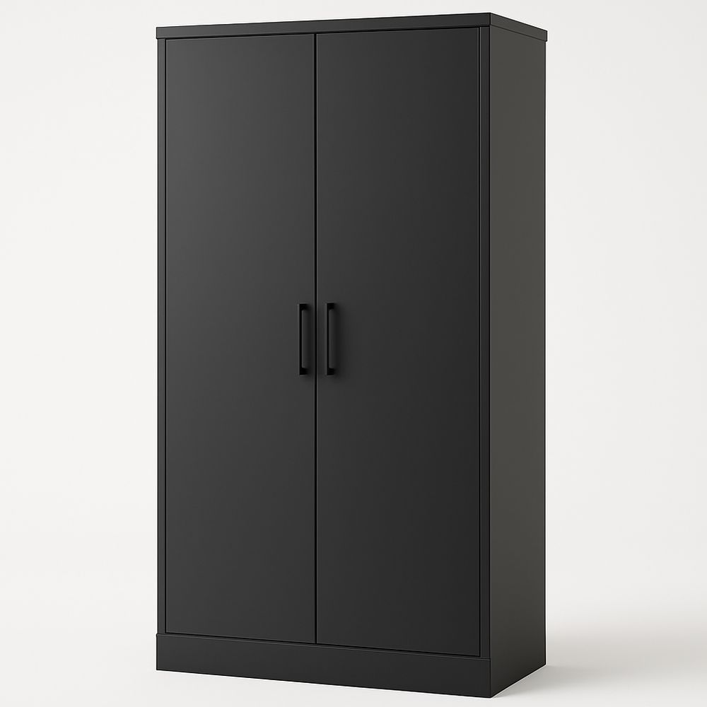 Armadio a due ante in legno nero 180x80x50 cm-Arctilumi