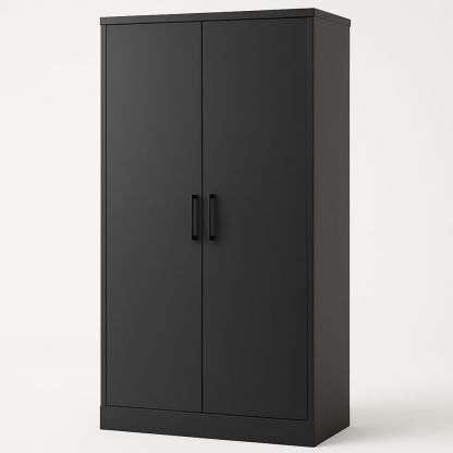 Armadio a due ante in legno nero 180x80x50 cm-Arctilumi