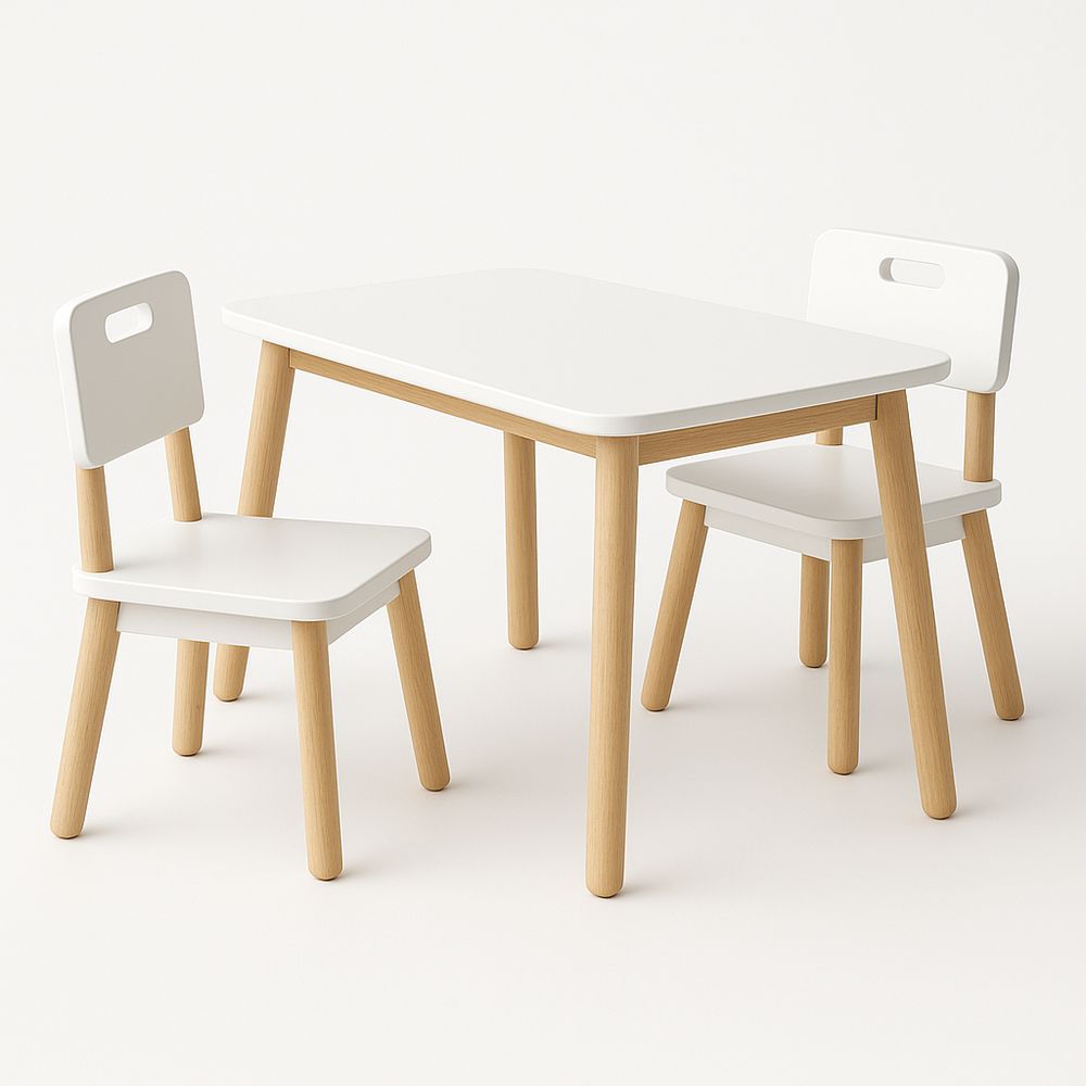 Set Tavolo e Sedie Bambini MDF e Legno di Faggio-Arctilumi