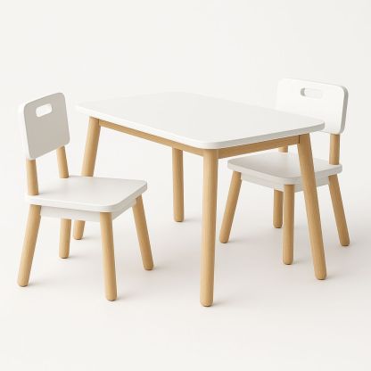 Set Tavolo e Sedie Bambini MDF e Legno di Faggio-Arctilumi